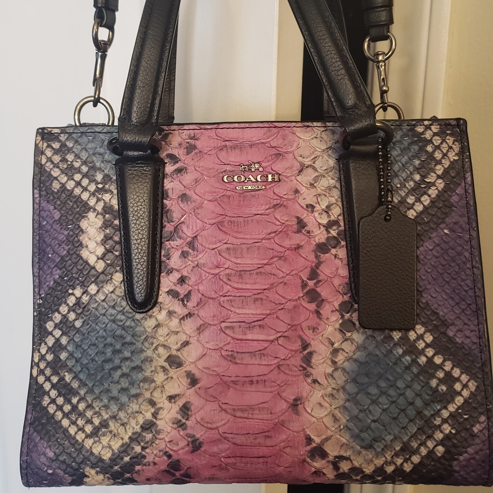 Beautiful multi-colored Coach Crossbody in python embossed leather